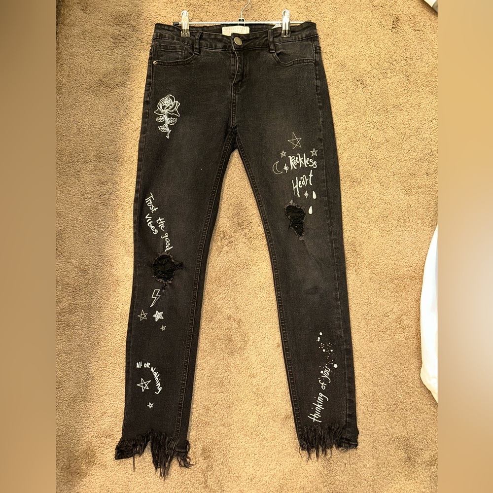 Streetwear Society Black Graphic Skinny Jeans